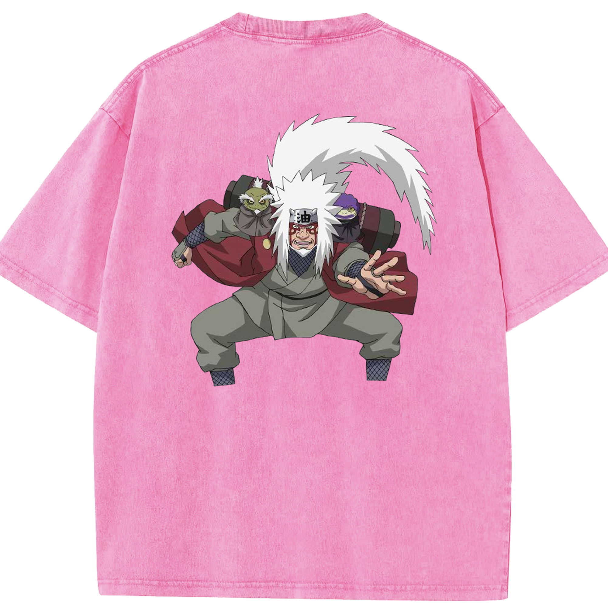 （画像用） NARUTO -ナルト- 自来也（じらいや） Jiraiya 綿100% ヴィンテージ風 半袖Tシャツ（背面プリント）